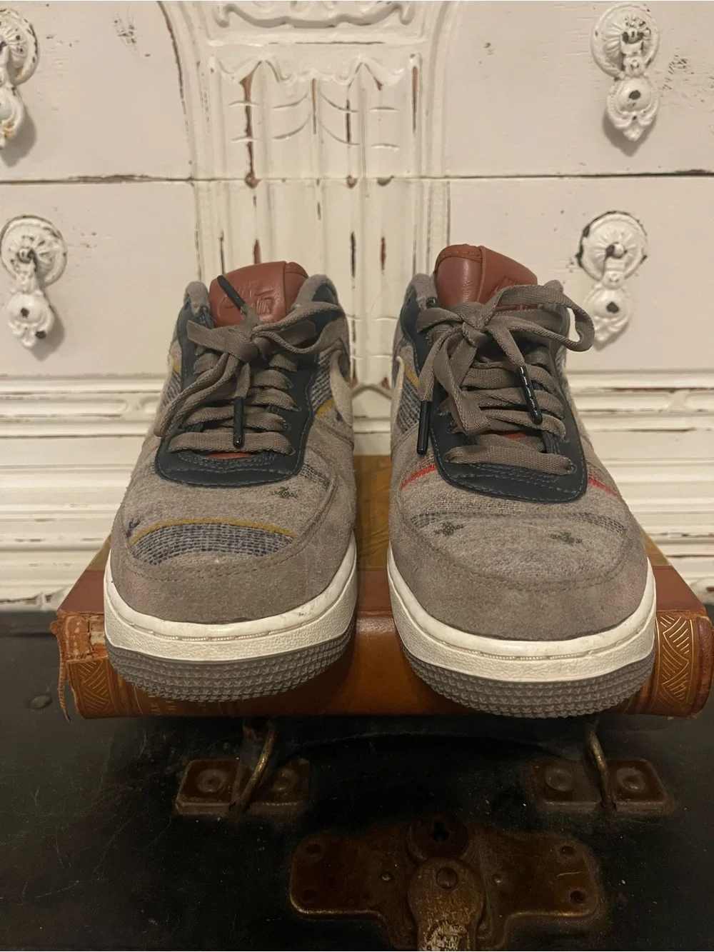 Nike Pendleton Custom Grey Suede Swoosh Low-Top Sneakers